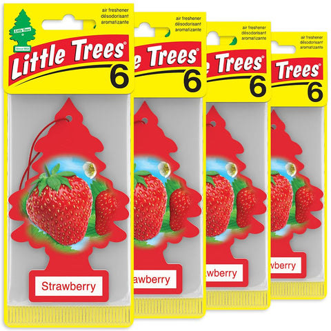 Little Trees Hanging Car and Home Air Freshener, Strawberry Scent, 24 Pack