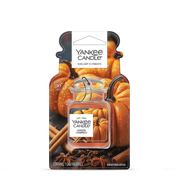 Yankee Candle Car Jar Ultimate Hanging Air Freshener, Neutralizes Odors Up To 30 Days, Spiced Pumpkin