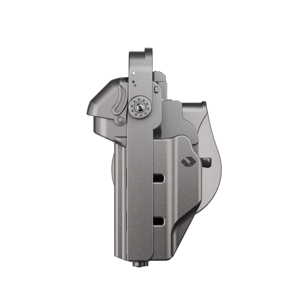 ORPAZ T41 PRO Universal Adjustable Left Handed Holster, Level 3 Security, Hood Guard & Magnetic Retention, Optics Ready OWB Polymer Duty Holster, Made in Israel Paddle
