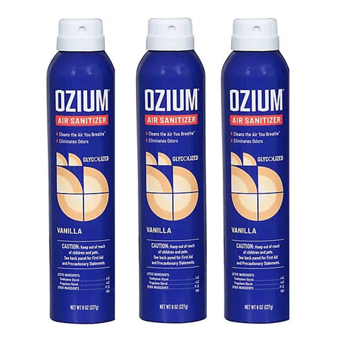 Ozium Air Sanitizer, 8 oz. Spray, Cleans the Air You Breath and Eliminates Odors, Vanilla Scent (3-PACK)