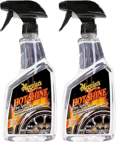 Meguiar's Hot Shine Tire Spray, 24 oz, Long-Lasting Wet Look Shine, 2 Packs