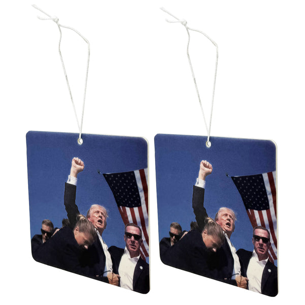 Trump Fight Car Air Freshener, Patriotic Trump Merchandise with Iconic Image, Fresh Linen Scent, 2 Packs