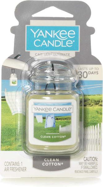 Yankee Candle Gel Car Jar Ultimate Hanging Odor Neutralizing Air Freshener, Clean Cotton Scent, 4 Packs