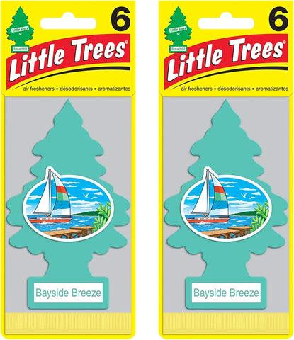 Little Trees Cardboard Hanging Car, Home & Office Air Freshener, Bayside Breeze (Pack of 12)