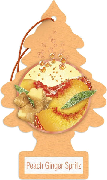 LITTLE TREES Car Air Freshener Hanging Tree Provides Long Lasting Scent for Auto & Home, Peach Ginger Spritz, 12 Pack
