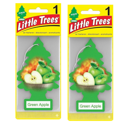 Little Trees Hanging Car Air Freshener, Green Apple, 2-Pack