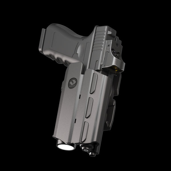 Orpaz T40 G19 Holster with Light Left Handed compatible with Glock 19 Holster with Light (Medium Pistol Lights, MOLLE Attachment)