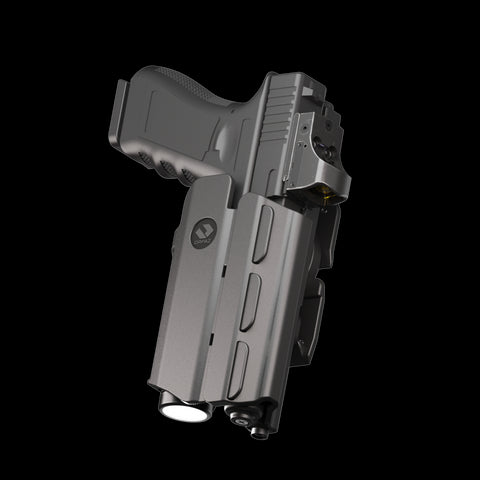 Orpaz T40 G19 Holster with Light Left Handed compatible with Glock 19 Holster with Light (Medium Pistol Lights, MOLLE Attachment)