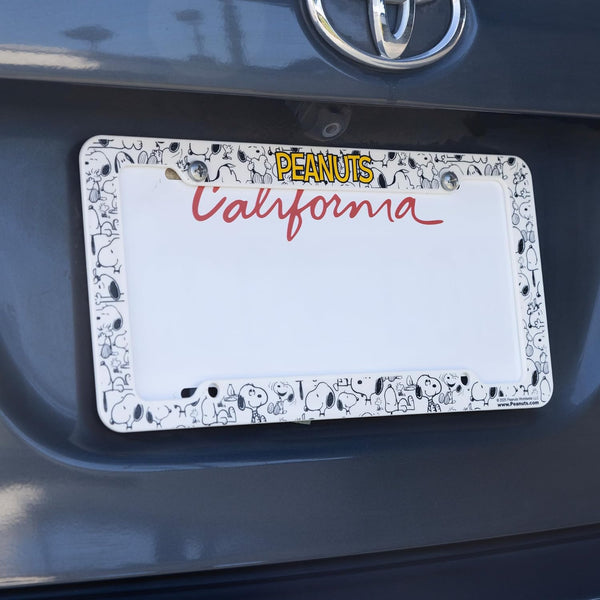 CHROMA Peanuts Snoopy Expressions License Plate Frame, Officially Licensed Plastic Auto Tag Frame, 2 Pack