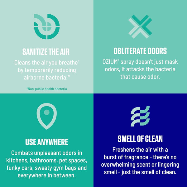 Ozium Air Sanitizer Spray - Room Odor Eliminator for Home, Car, and Office - Outdoor Essence - 8 oz Can, 6 Pack