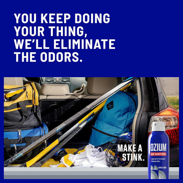 Ozium Cigarette Smoke Air Sanitizer Eliminates Smoke Smell, Aerosol Spray, New Car 3.5oz (Pack of 4)