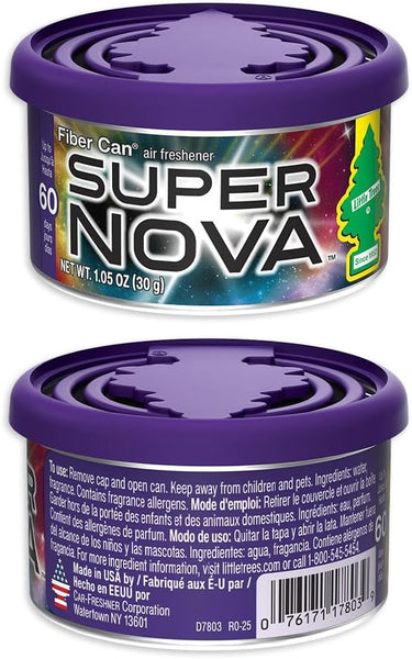 Little Trees Fiber Can Car Air Freshener, Long-Lasting Scent, Recycled Fiber, Supernova, 4 Packs