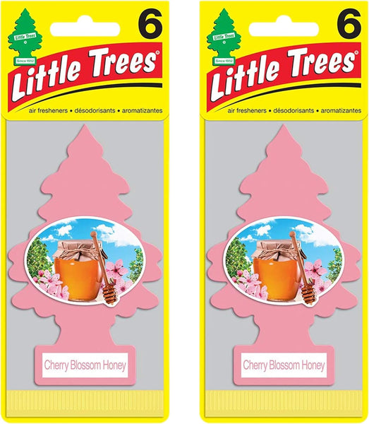Little Trees Cardboard Hanging Car, Home & Office Air Freshener, Cherry Blossom Honey, 12 Pack