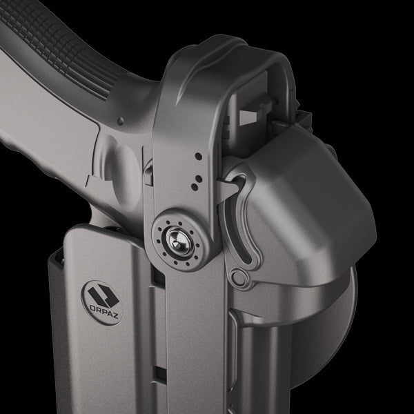 Orpaz T40 Pro G19 Duty Holster with Large Light Holster w/ Magnetic Optic cover, Compatible with Glock 19 Pistol Holder with Laser Mounted Light and Optics with Paddle