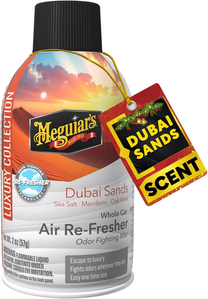 Meguiar's Car Air Refresher Odor Fighting Mist - Long-Lasting Car Air Freshener Fights Strong & Unwanted Smells Renewing Interiors with a Luxurious & Refreshing, Dubai Sands Scent, 2 oz