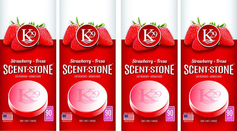 K29 Strawberry Stone Air Freshener, Environmentally Safe and Long-lasting Fragrance, 4 Packs