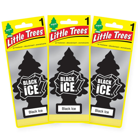 Little Trees Hanging Car Air Freshener, Black Ice, 3-Pack