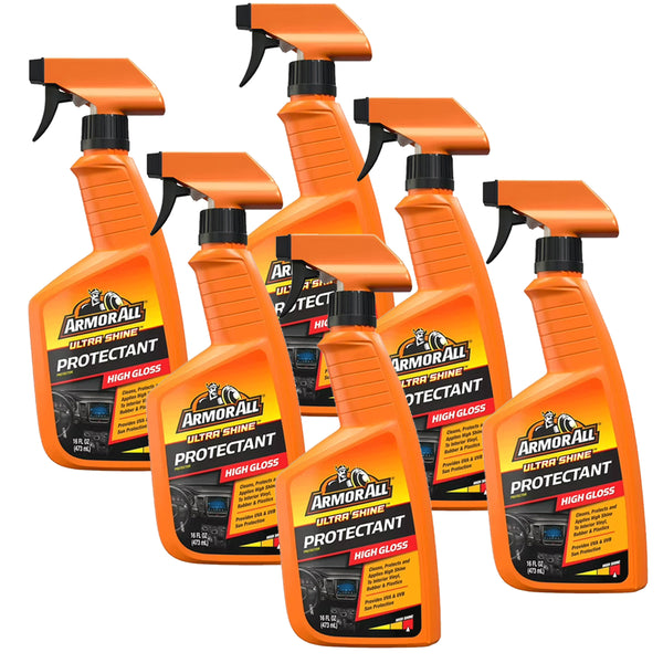 Ultra Shine Protectant Spray by Armor All, Car Interior Cleaner Spray with UV Protection Against Cracking and Fading, 16 Fl Oz, 6 Packs