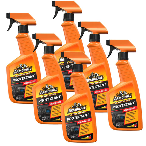 Ultra Shine Protectant Spray by Armor All, Car Interior Cleaner Spray with UV Protection Against Cracking and Fading, 16 Fl Oz, 6 Packs
