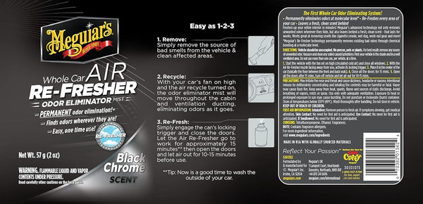 Meguiar's Whole Car Air Re-Fresher Odor Eliminator Mist, Black Chrome