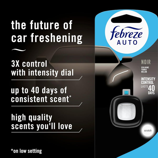 Febreze Car Air Freshener Vent Clip - Automotive Air Fresheners Noir Scent - Car Air fresheners and Odor Eliminator, 8 Pack