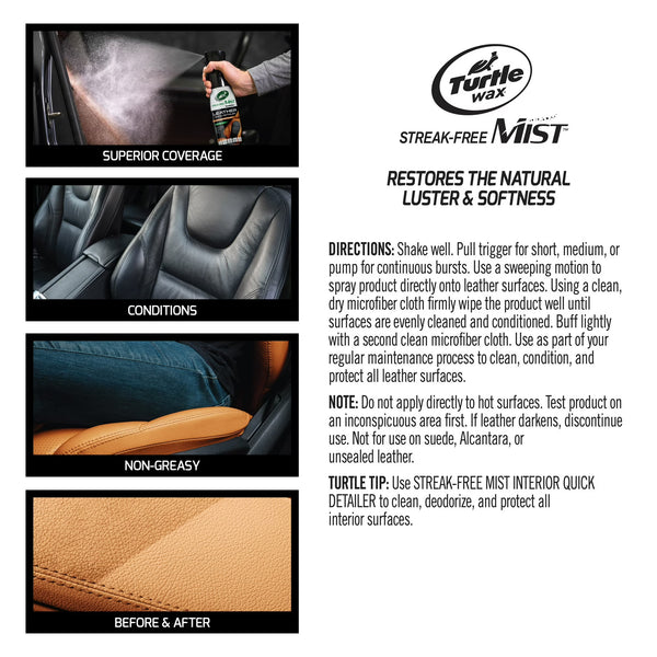 Turtle Wax Leather Detailer Streak Free Mist, 20 oz
