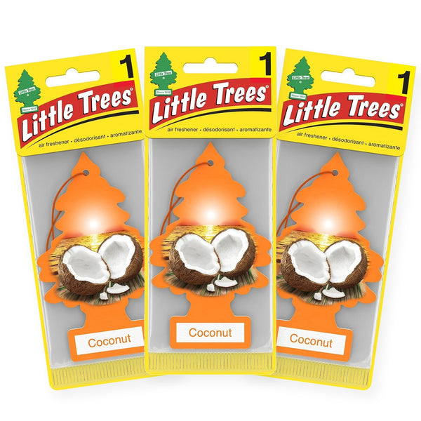 Little Trees Hanging Car Air Freshener, Coconut, 3-Pack
