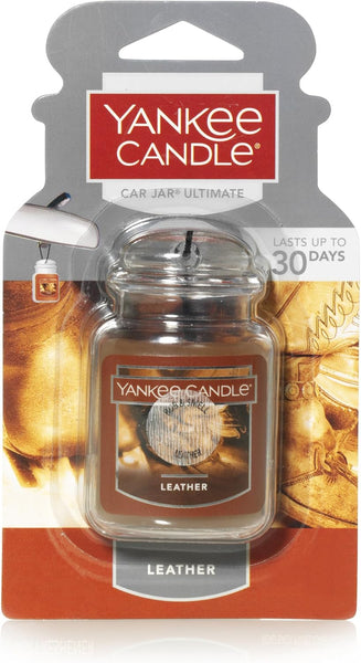 Yankee Candle Car Air Fresheners, Hanging Car Jar Ultimate, Neutralizes Odors Up To 30 Days, Leather, 6 Packs