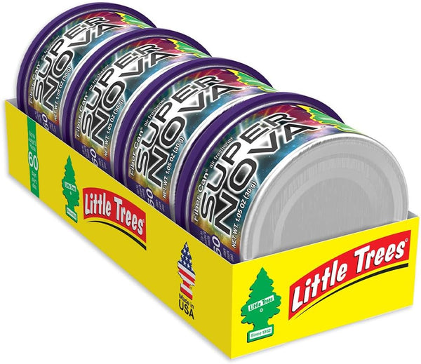 Little Trees Fiber Can Car Air Freshener, Long-Lasting Scent, Recycled Fiber, Supernova, 4 Packs