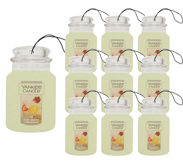 Yankee Candle Paper Car Jar, Air Freshener for Long Lasting Fragrance, Iced Berry Lemonade, 10 Packs