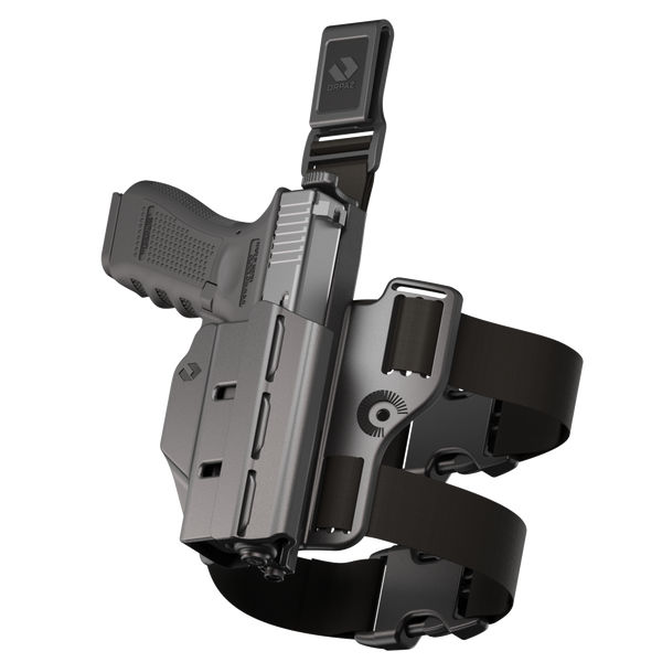 ORPAZ T41 Level 2 Universal Adjustable Holster, Magnetic + Mechanical Retention, Optics Ready OWB Polymer Duty Holster, Made in Israel Drop Leg