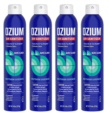 Ozium Air Sanitizer Spray - Room Odor Eliminator for Home, Car, and Office - Outdoor Essence - 8 oz Can, 4 Pack
