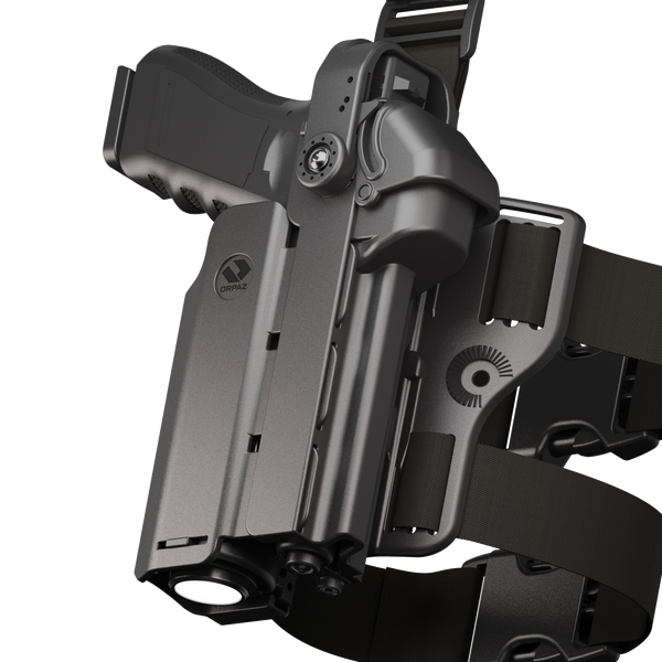 Orpaz T40 Pro G19 LH Duty Holster with Large Light Holster Compatible with Glock 19 Pistol Holder with Laser Mounted Light and Optics with Drop Leg