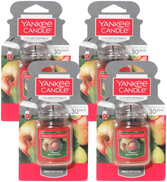 Yankee Candle Car Jar Ultimate Auto & Home Odor Neutralizing Gel Air Freshener, Macintosh, 4 Packs