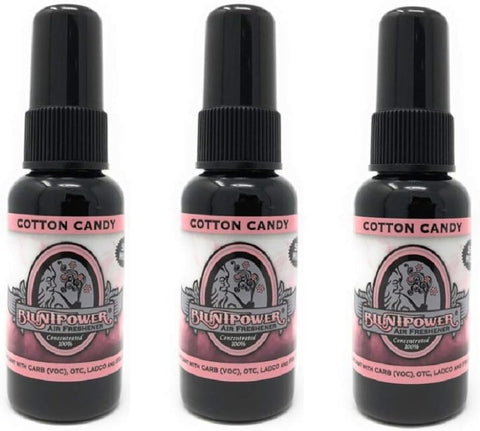 BluntPower Concentrated Air Freshener Spray, Premium Oil Based Odor Eliminator for Home, Car, and Bathroom – Long Lasting Cotton Candy Scent, 1.5oz, 3 Packs
