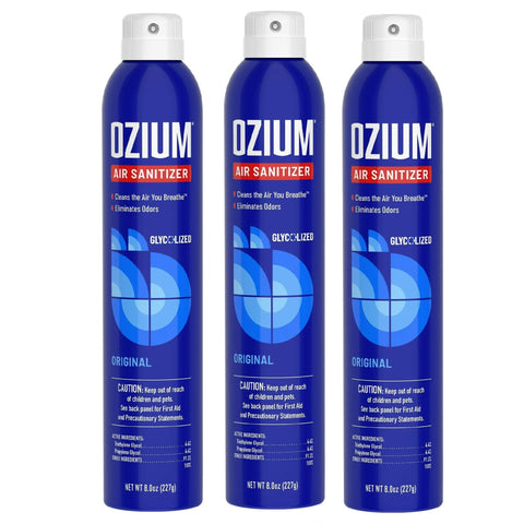 Ozium Air Sanitizer Reduces Airborne Bacteria Eliminates Smoke & Malodors 8oz Spray Air Freshener, Original (3-Pack)