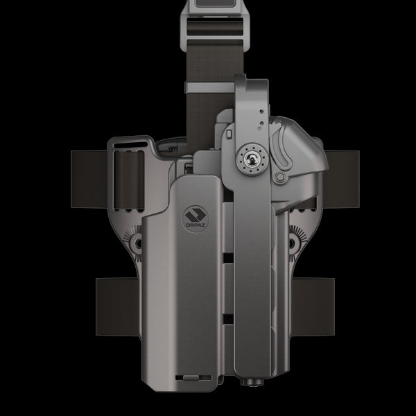 Orpaz T40 Pro G22 Duty Holster with Large Light Holster w/ Magnetic Optic cover, Compatible with Glock 22 Pistol Holder with Laser Mounted Light and Optics with Drop Leg