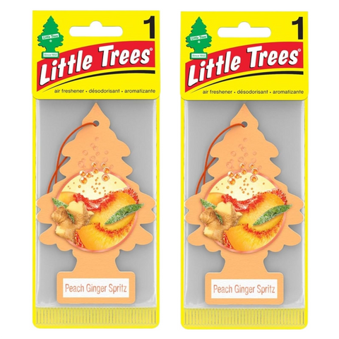 Little Trees Hanging Car Air Freshener, Peach Ginger Spritz, 2-Pack