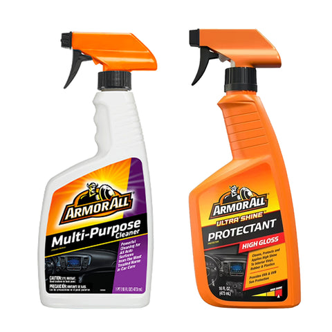 Armor All Car Cleaning Kit: Car Cleaner Spray Bottle + Ultra Shine Protectant, 16 Fl Oz - Complete Car Interior Care Combo
