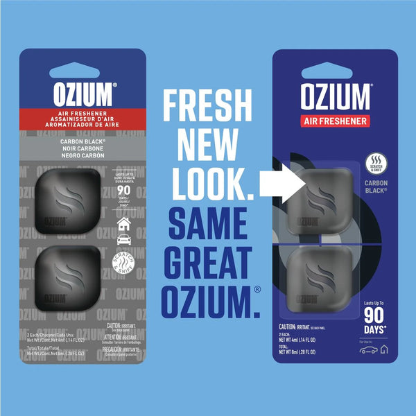Ozium Membrane Car Vent Clip AC Air Fresheners Car Air Freshener and Car Odor Eliminator, Carbon Black, 2 Packs