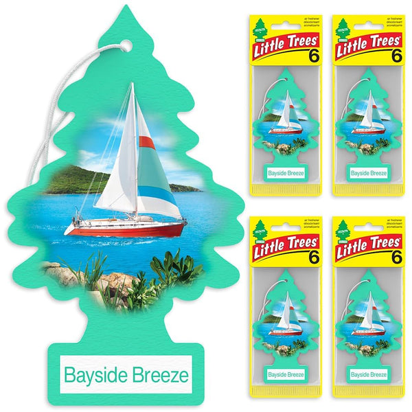 Little Trees Cardboard Hanging Car, Home & Office Air Freshener, Bayside Breeze (Pack of 24)
