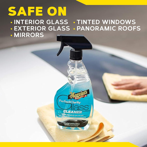 Meguiar's Perfect Clarity Glass Cleaner, Keep Windows, Windshields, and Mirrors Gleaming using a Premium Anti-Hazing Formula that Leaves a Superior Streak Free Finish, 24 Oz.