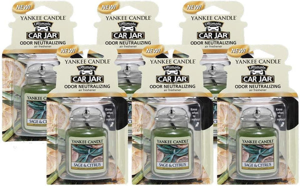 Yankee Candle Car Jar Ultimate Auto, Home & Office Odor Neutralizing Air Freshener, Sage & Citrus