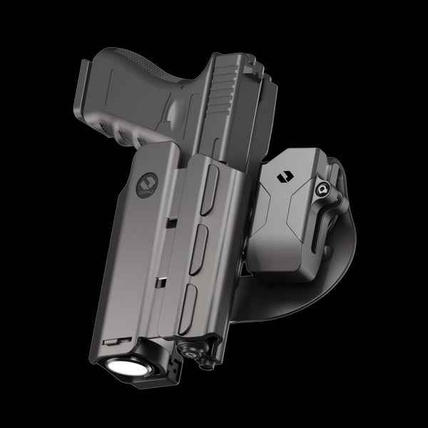 Orpaz T40 G19 Holster with Light Left Handed compatible with Glock 19 Holster with Light (Large Pistol Lights, Paddle & Glock 19 Magazine Holder)