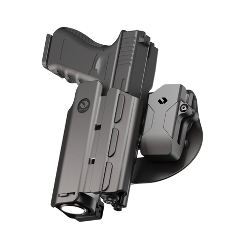 Orpaz T40 G45 Light-Bearing Holster – Left Handed OWB Tactical Holster, Level 2 & Level 3 Security, Compatible with Glock 45, Fits Most Pistol Lights, Optics-Ready, Adjustable T40 Large Paddle w/ Mag Pouch