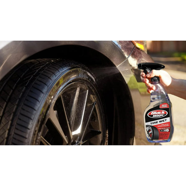 Black Magic Tire Wet 23oz Trigger Spray Specially Formulated Tire Shine Wet, Black, Glossy with One Quick Spray, 3 Pack