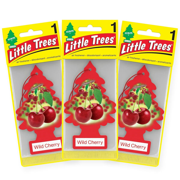 Little Trees Hanging Car Air Freshener, Wild Cherry, 3-Pack