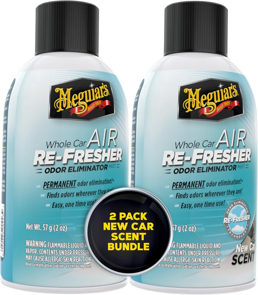 Meguiar's Whole Car Air Re-Fresher Odor Eliminator Mist, New Car Scent, 2 Pack