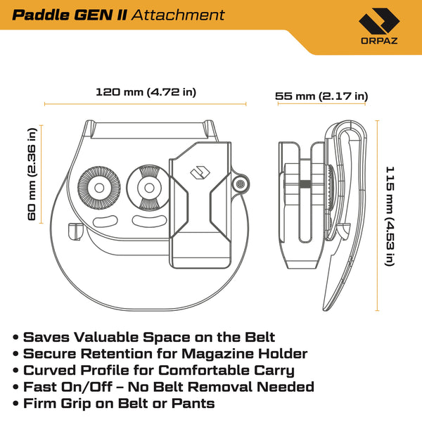 Orpaz T40 Light-Bearing Holster – Left Handed Universal OWB Tactical Holster, Level 2 & Level 3 Security, Compatible w/Most Pistol Lights, Optics-Ready, Adjustable, Fits Most Pistols Paddle w/ Mag Pouch Medium