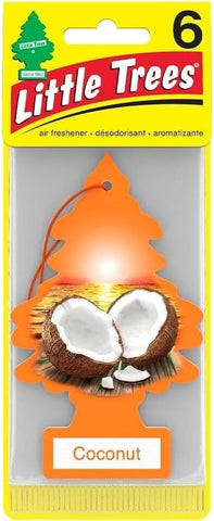 Little Trees Hanging Car and Home Air Freshener, Coconut Scent, 6 Pack
